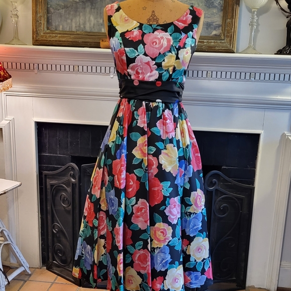 Vintage Nili Martin Floral Midi Dress - Picture 1 of 10